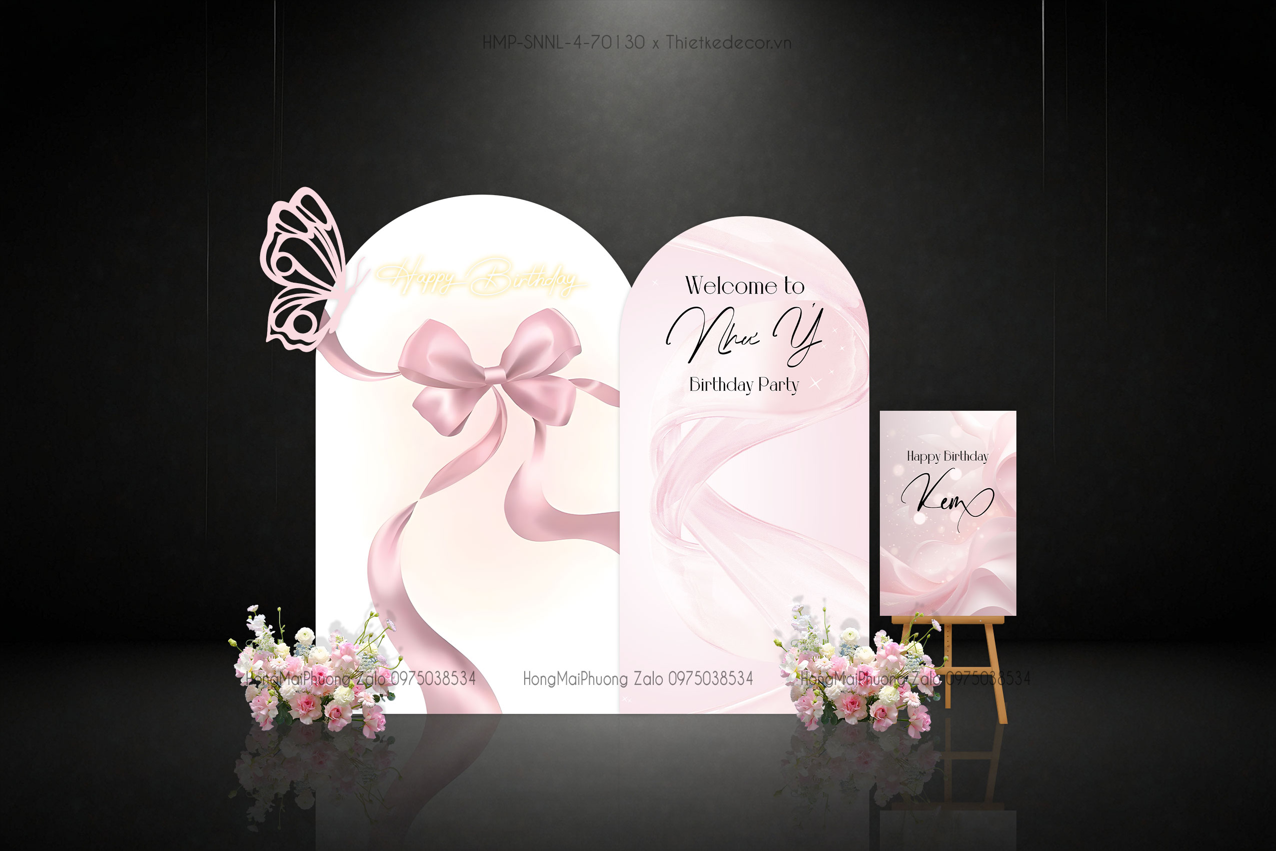 Sinh nhật người lớn dành tone hồng cho phụ nữ trẻ đẹp